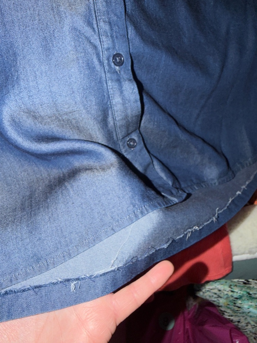 CATHERINE MALANDRINO Embroidered Chambray *Hemmed*Peasant top - read description - Picture 8 of 8